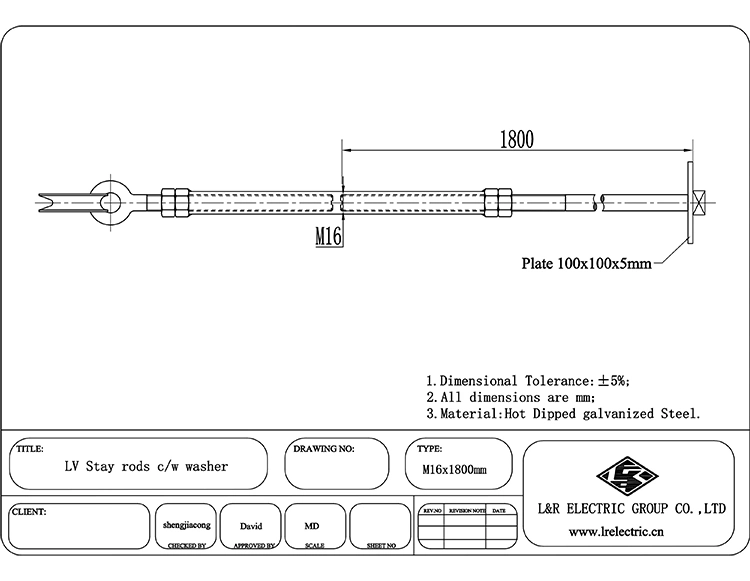 HDG Overhead Power Line Accessories Guy Fitting Stay Rod Assembly